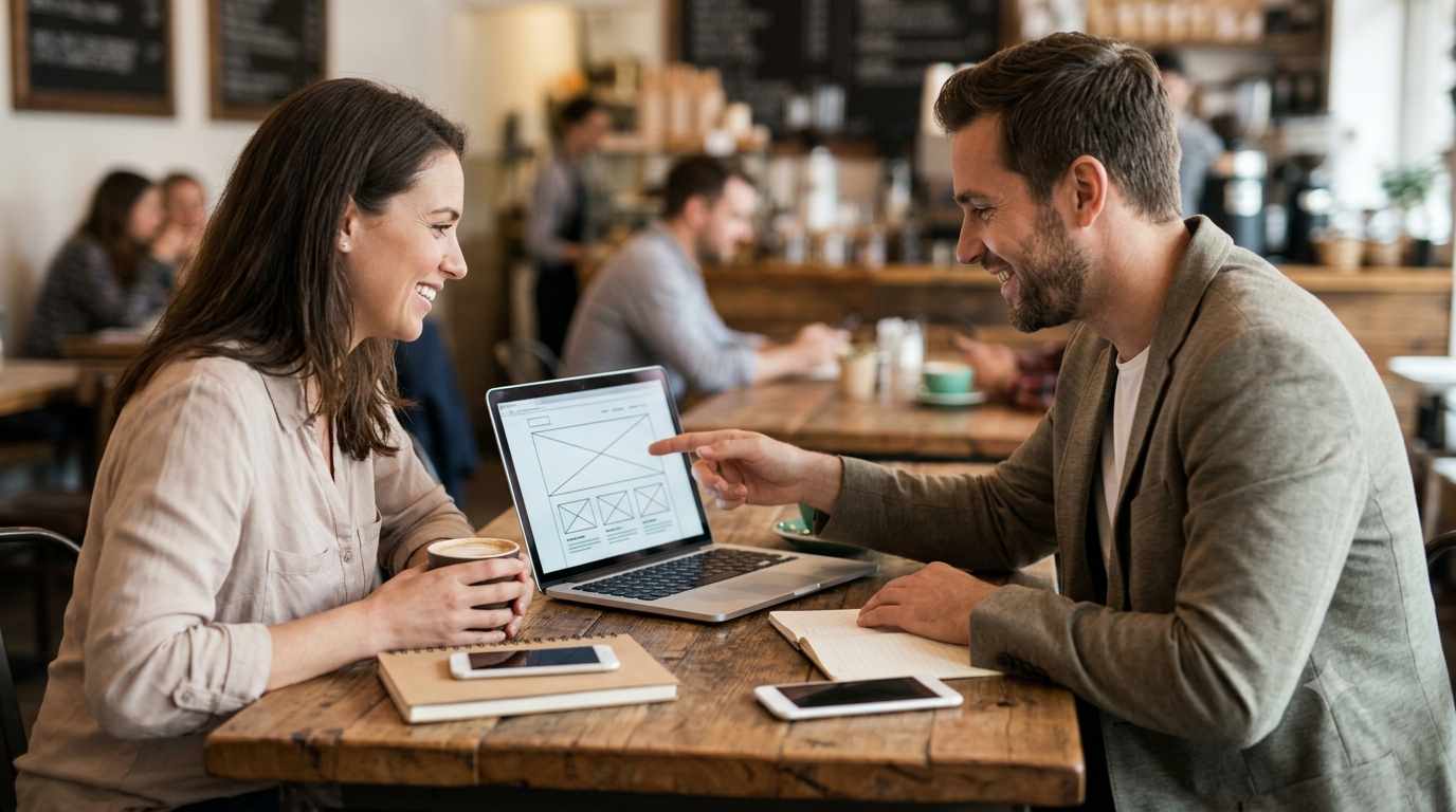 Wollongong business owner meeting with web design agency
