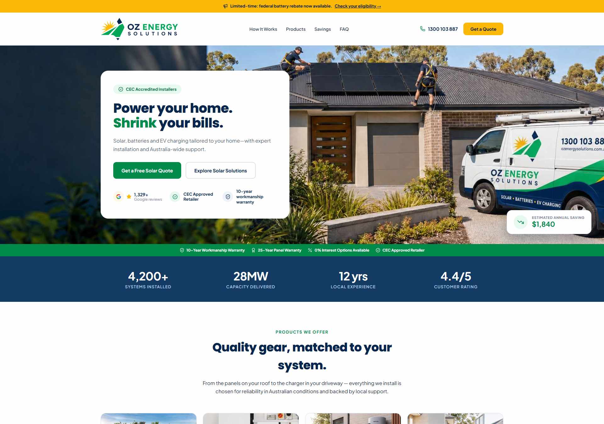 OZ Energy Solutions — solar energy website built by Wollongong Web Design Co